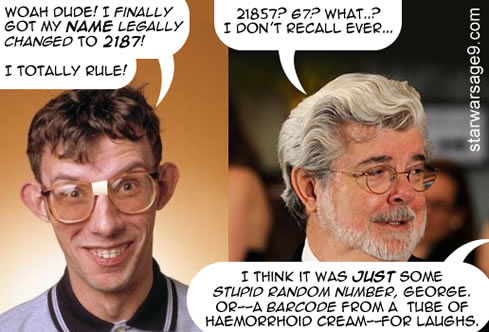 star wars nerd changed his name to (cell) 2187 and george lucas