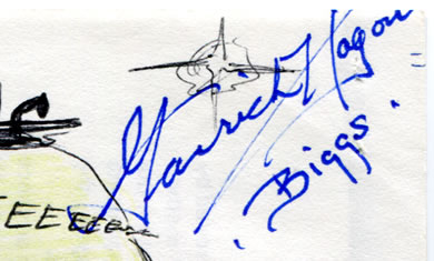 Garrick 'Biggs' Hagon's autograph on the comic